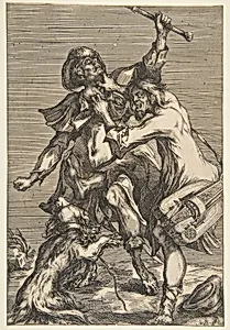 Two Fighting Beggars