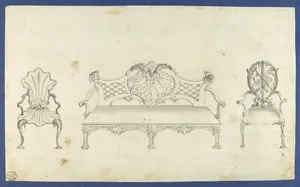 Two Garden Chairs and Long Seat, in Chippendale Drawings, Vol. I