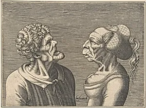 Two Grotesque Heads by Hans Liefrinck|Leonardo da Vinci