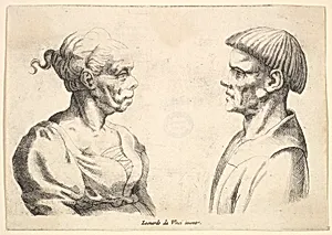 Two heads by Leonardo da Vinci|Wenceslaus Hollar