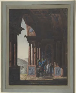 Two Mounted Soldiers in Classical Ruins, for a poem by Cremes