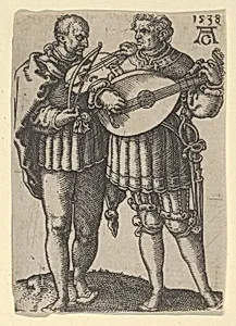 Two Musicians Playing the Violin and the Lute, from "The Small Wedding Dancers" by Heinrich Aldegrever