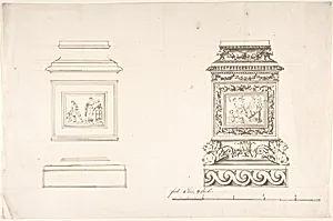Two pedestals with classical scenes