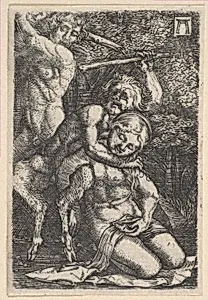 Two Satyrs Fighting Over a Nymph