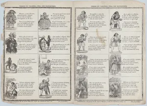 Two sheets (printed as one) with verses in Valencian for masquerades