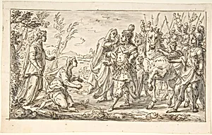 Two Women before a General