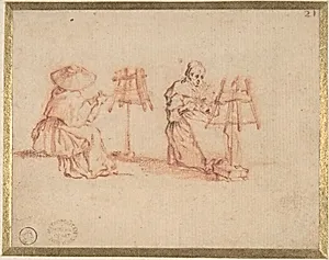 Two Women Winding Yarn