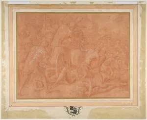 Ulysses and His Companions Fighting the Cicones Before the City of Ismaros, Study for a Destroyed Fresco in the Galerie d'Ulysee, Chateau de Fontainebleau