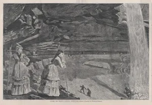 Under the Falls, Catskill Mountains (from "Harper's Weekly," Vol. XVI)