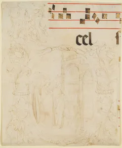 Unfinished Design for a Choir Book: Initial with Scene of Christ Entering the Temple.