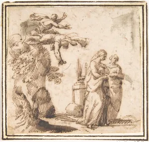 Unidentified Subject (Two Falling Figures and Two Standing Women in a Landscape)