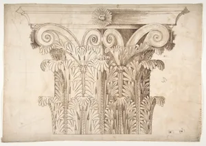 Unknown, Corinthian capital, elevation (recto) Unknown, Corinthian capital, plan diagram and detail (verso)