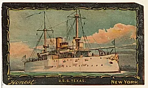 U.S.S. Texas, from the Transparencies series (N137) issued by W. Duke, Sons & Co. to promote Honest Long Cut Tobacco by W. Duke, Sons & Co.