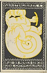 Variety Act 1: Maxi the Ichthyosaurus Turned Man (Varietenummer 1: Maxi der Mensch Gewor Dene Ichthyosaurus) by Moriz Jung|Wiener Werkstätte