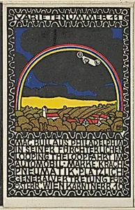 Variety Act 11: Mac Bull from Philadelphia in His Frightful Loop-the-Loop Ride in His Car (Varietenummer 11: Mac Bull aus Philademphia in Seiner Fürchterlichen Looping the Loop Fahrt im Automobil) by Moriz Jung|Wiener Werkstätte