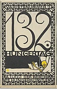 Variety Act 3: 132nd Day of Fasting, A. Lucci the Famous Hunger Artist (Varietenummer 3: 132 Hungertag, A. Lucci der Berühmte Hungerkünstler) by Moriz Jung|Wiener Werkstätte