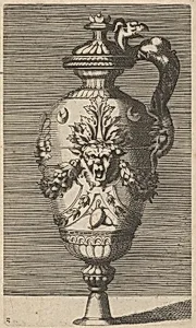 Vase with Lid, Decorated with a Mask and Garlands by Frederick de Wit|René Boyvin|Polidoro da Caravaggio|Claes Jansz. Visscher