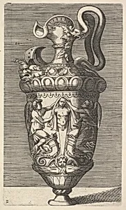 Vase with Two Winged Figures Draping a Term by Claes Jansz. Visscher|René Boyvin|Polidoro da Caravaggio|Rosso Fiorentino|Frederick de Wit