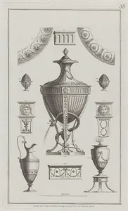 Vases and Ornament Designs, nos. 200-208, plate 38 from "Designs for Various Ornaments"