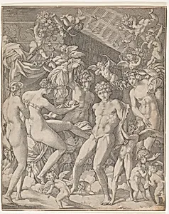 Venus and Mars with cupid and the Three Graces
