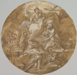 Venus at the Forge of Vulcan (recto); Sketches with Two Putti (verso)