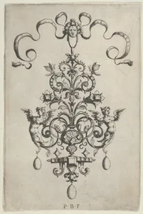 Vertical Panel with Design for a Pendant, from Ars His Myronis Nobilis Effingitus Pagellulis