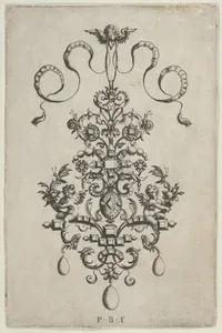 Vertical Panel with Design for a Pendant, from Ars His Myronis Nobilis Effingitus Pagellulis