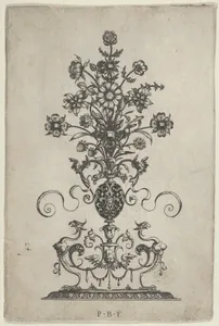 Vertical Panel with Design for a Pendant, from Ars His Myronis Nobilis Effingitus Pagellulis