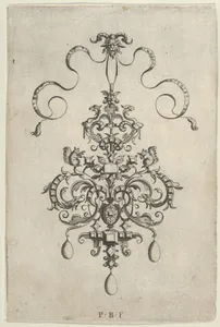 Vertical Panel with Design for a Pendant, from Ars His Myronis Nobilis Effingitus Pagellulis