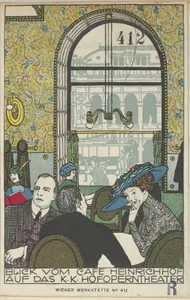 View from Café Heinrichhof of the Imperial and Royal Court Opera Theater (Blick vom Cafe Heinrichhof auf das K.K. Hofoperntheater)