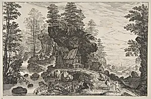 View of a Small House Built into a Rock by Isaak Major