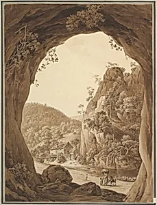 View of a Valley through a Rocky Arch by Friedrich Christian Reinermann