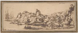 View of an Italian Coastal Village with Boats Landing on a Beach