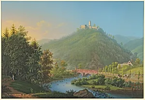 View of Kynsburg over the Weistritz River Valley in Silesia by Johann Heinrich Bleuler