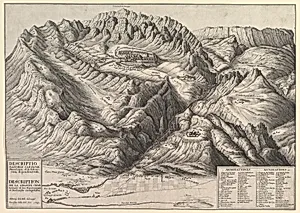 View of La Grande Chartreuse in the French Alps / Descriptio Maioris Cartusiæ Montium, et Ædificiorum dependentium by Wenceslaus Hollar|Antonius de la Halle