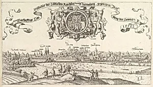 View of Nuremberg, to the east, center plate