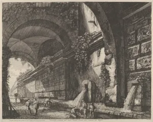 View of the ancient aquaduct and fountains situated near the Chiavica del Bufalo in Rome
