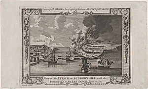 View of the Attack on Bunker's Hill, with the Burning of Charles Town, June 17, 1775 by John Lodge|George Henry Millar