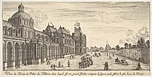 View of the dome of the Palace of the Tuilleries, from 'Various views of remarkable places in Italy and France' (Diverses vues d'endroits remarquables d'Italie et de France) by Stefano della Bella|Jean Marot|Israel Silvestre