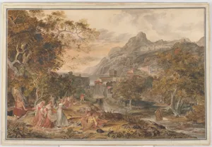 View of Vietri with Young Country Women Dancing for Shepherds in the Foreground