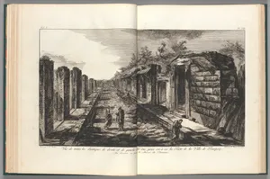 View opposite the entrance gate of all of the shops to the right and left of the street of the City of Pompeii, from "Antiquités de Pompeïa, tome premier, Antiquités de la Grande Grèce..." (Antiquities of Pompeii, volume one, Antiquities of Great Greece...), volume 1, plate 13
