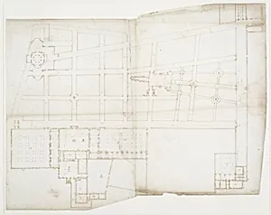 Ville d'Este, Gardens, Quirinal, plan (recto) blank (verso) by Anonymous, French, 16th century