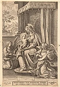 Virgin and Child Enthroned with Two Musical Angels