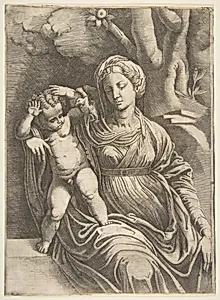Virgin and Child seated beneath a tree