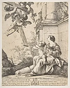 Virgin and Child with Angels by Herman Weyen|Laurent de La Hyre|Nicolas de Lumagne, abbé de Saint Pierre de Rille, near Fougères