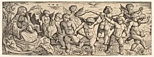 Virgin and Child with Angels Dancing in a Landscape by Daniel Hopfer|Marcantonio Raimondi|Lucas Cranach the Elder|Albrecht Dürer