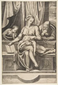Virgin and Child with Saints Joseph and John the Baptist (after Michelangelo's Madonna del Silenzio)