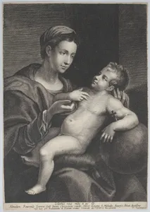 Virgin and Child, with the Christ child leaning against an orb
