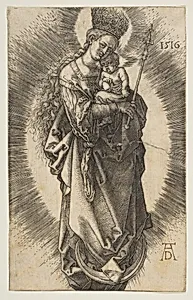 Virgin on the Crescent with Scepter and Starry Crown by Albrecht Dürer