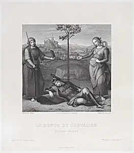 Vision of a Knight (Le Songe du Chevalier), from "Gazette des Beaux-Arts" by Raphael (Raffaello Sanzio or Santi)|Gazette des Beaux-Arts|Jean-Baptiste Danguin|Alfred Salmon